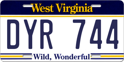 WV license plate DYR744