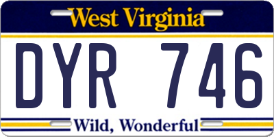 WV license plate DYR746