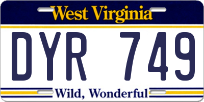 WV license plate DYR749