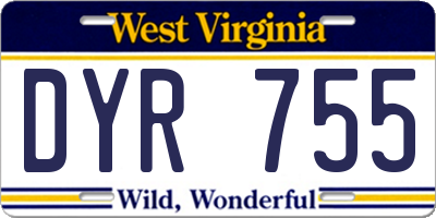 WV license plate DYR755