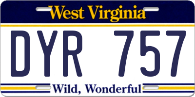WV license plate DYR757