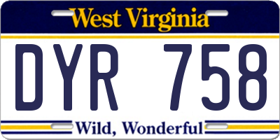 WV license plate DYR758
