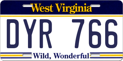 WV license plate DYR766