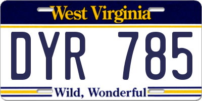 WV license plate DYR785