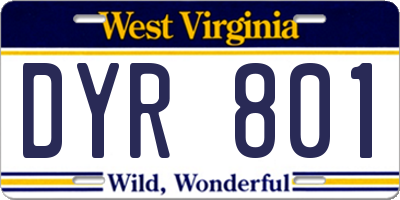 WV license plate DYR801