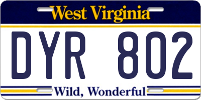 WV license plate DYR802