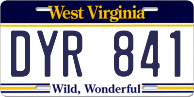 WV license plate DYR841