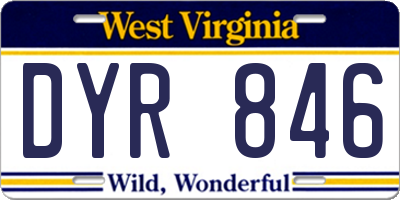 WV license plate DYR846