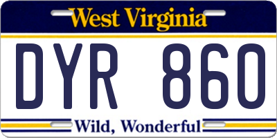 WV license plate DYR860