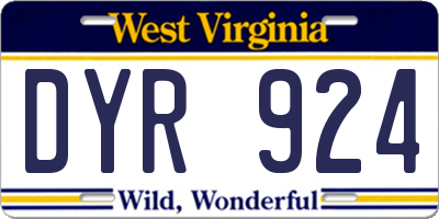 WV license plate DYR924