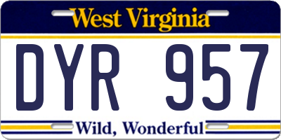 WV license plate DYR957