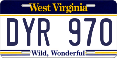WV license plate DYR970