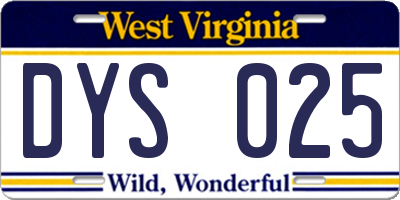 WV license plate DYS025