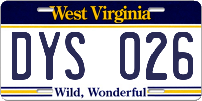 WV license plate DYS026