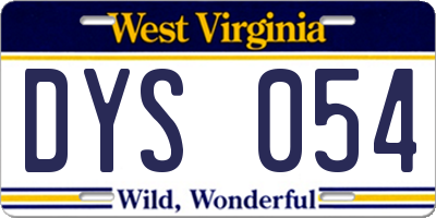WV license plate DYS054
