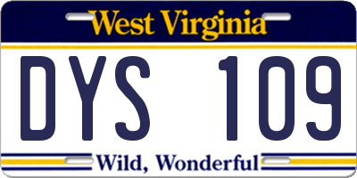 WV license plate DYS109