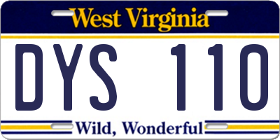 WV license plate DYS110