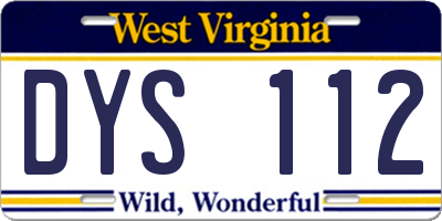 WV license plate DYS112