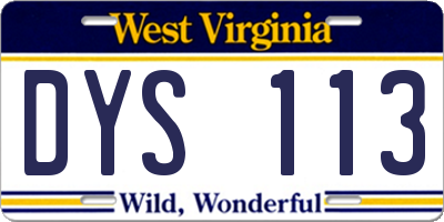 WV license plate DYS113