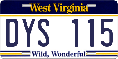 WV license plate DYS115