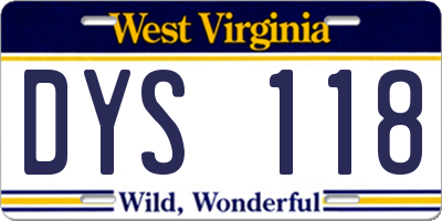 WV license plate DYS118