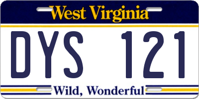 WV license plate DYS121