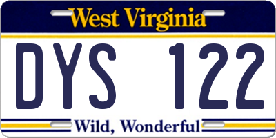 WV license plate DYS122