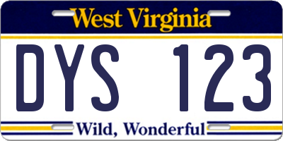 WV license plate DYS123
