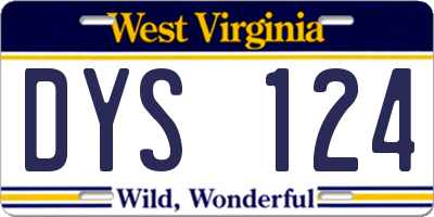WV license plate DYS124