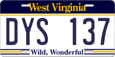 WV license plate DYS137