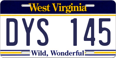 WV license plate DYS145