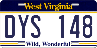 WV license plate DYS148