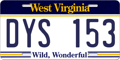 WV license plate DYS153