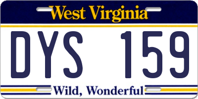 WV license plate DYS159