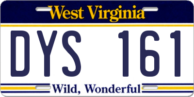 WV license plate DYS161