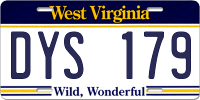 WV license plate DYS179