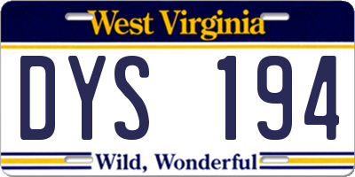 WV license plate DYS194