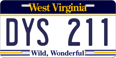 WV license plate DYS211