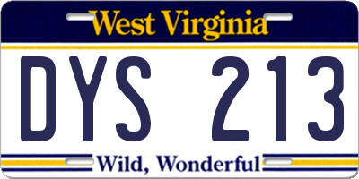 WV license plate DYS213