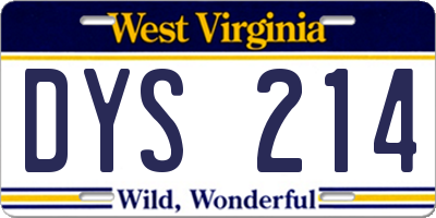 WV license plate DYS214