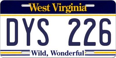 WV license plate DYS226