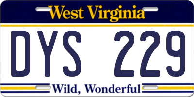 WV license plate DYS229