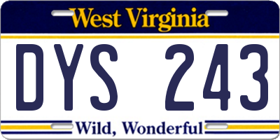 WV license plate DYS243