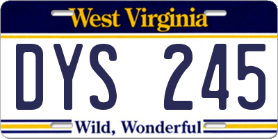 WV license plate DYS245