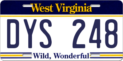 WV license plate DYS248