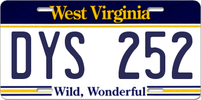 WV license plate DYS252