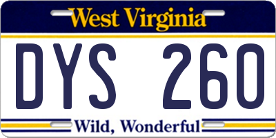 WV license plate DYS260