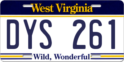 WV license plate DYS261