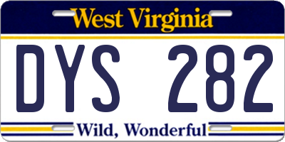 WV license plate DYS282
