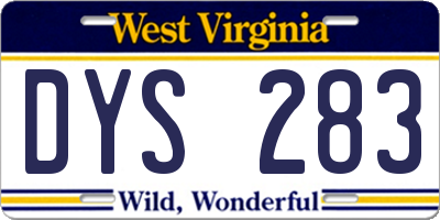 WV license plate DYS283